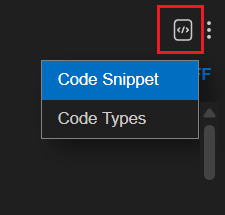 code snippet menu