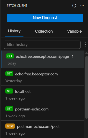 History Tab (List View)