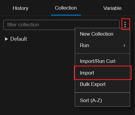 Import collection dialog showing supported formats