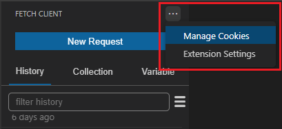 Manage Cookies Menu