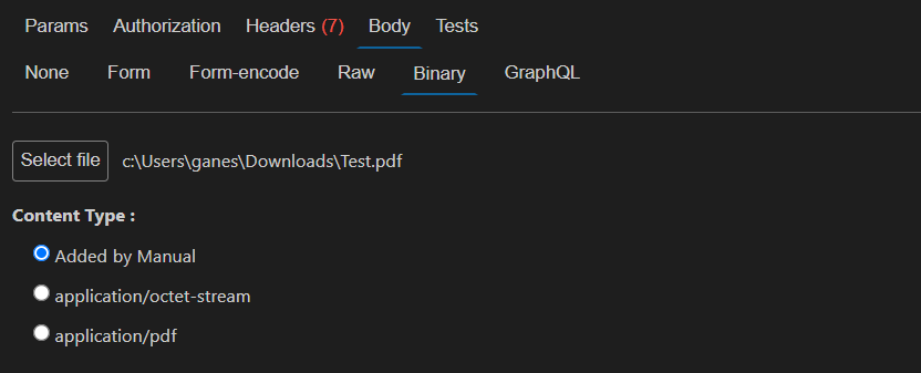Binary file upload with automatic Content-Type detection