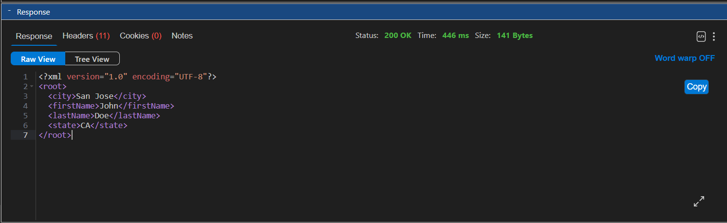 API response viewer with syntax highlighting and tree view
