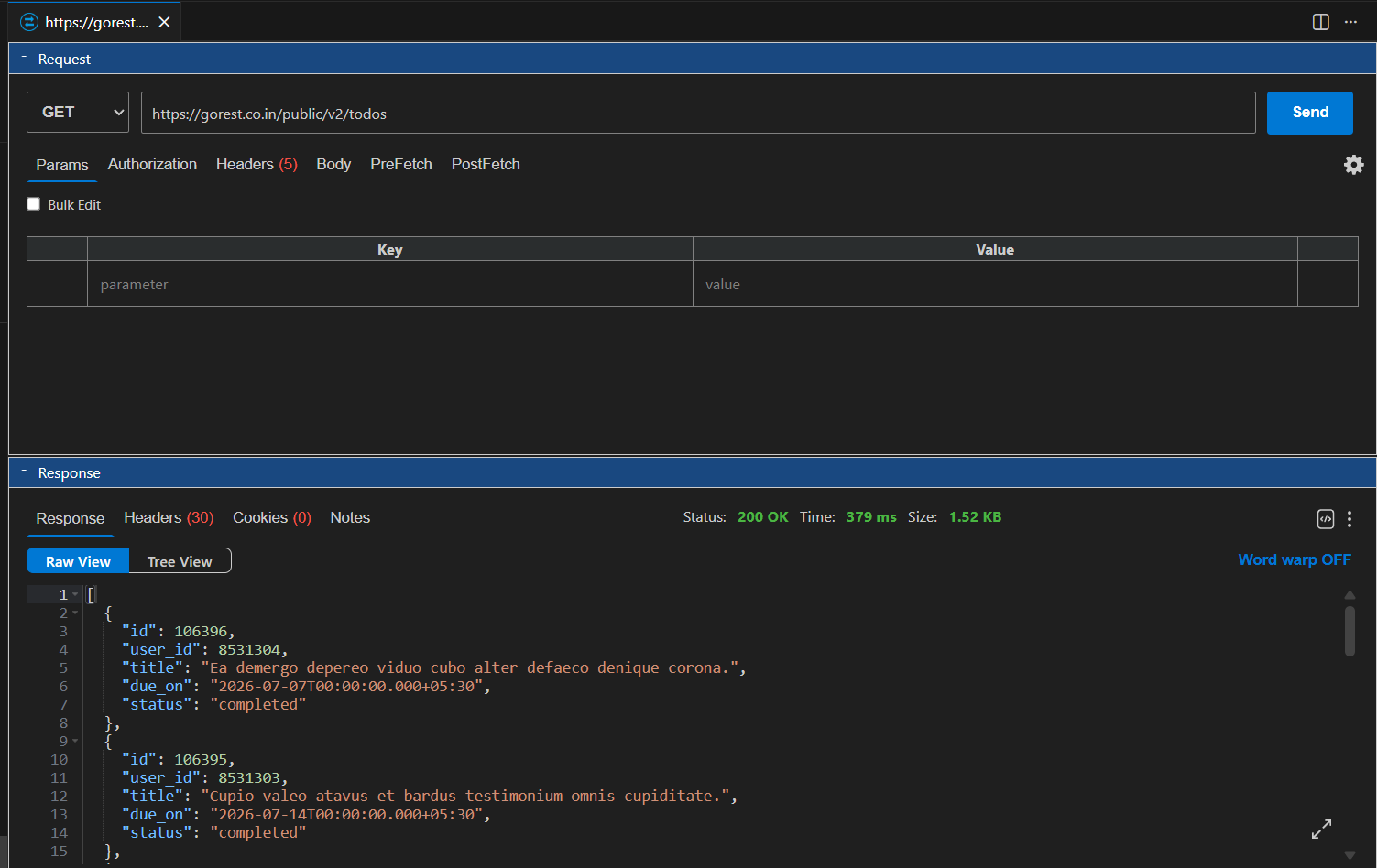 API response viewer with syntax highlighting and tree view